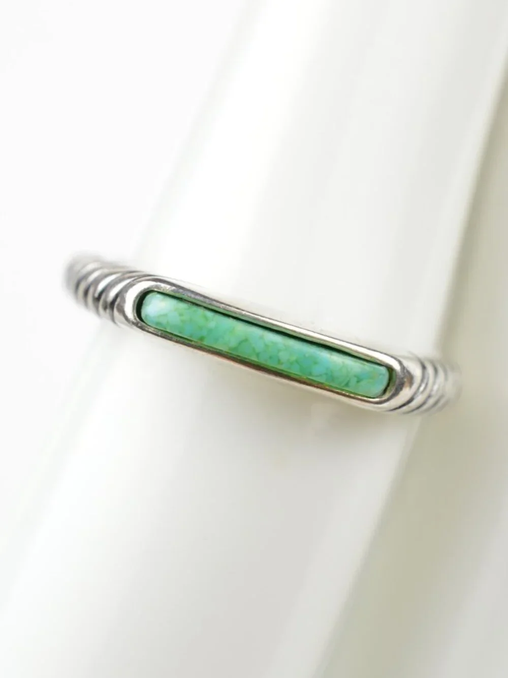 Carolyn Pollack Relios Sterling Silver Turquoise Inlay Stacker Band Ring Size 6